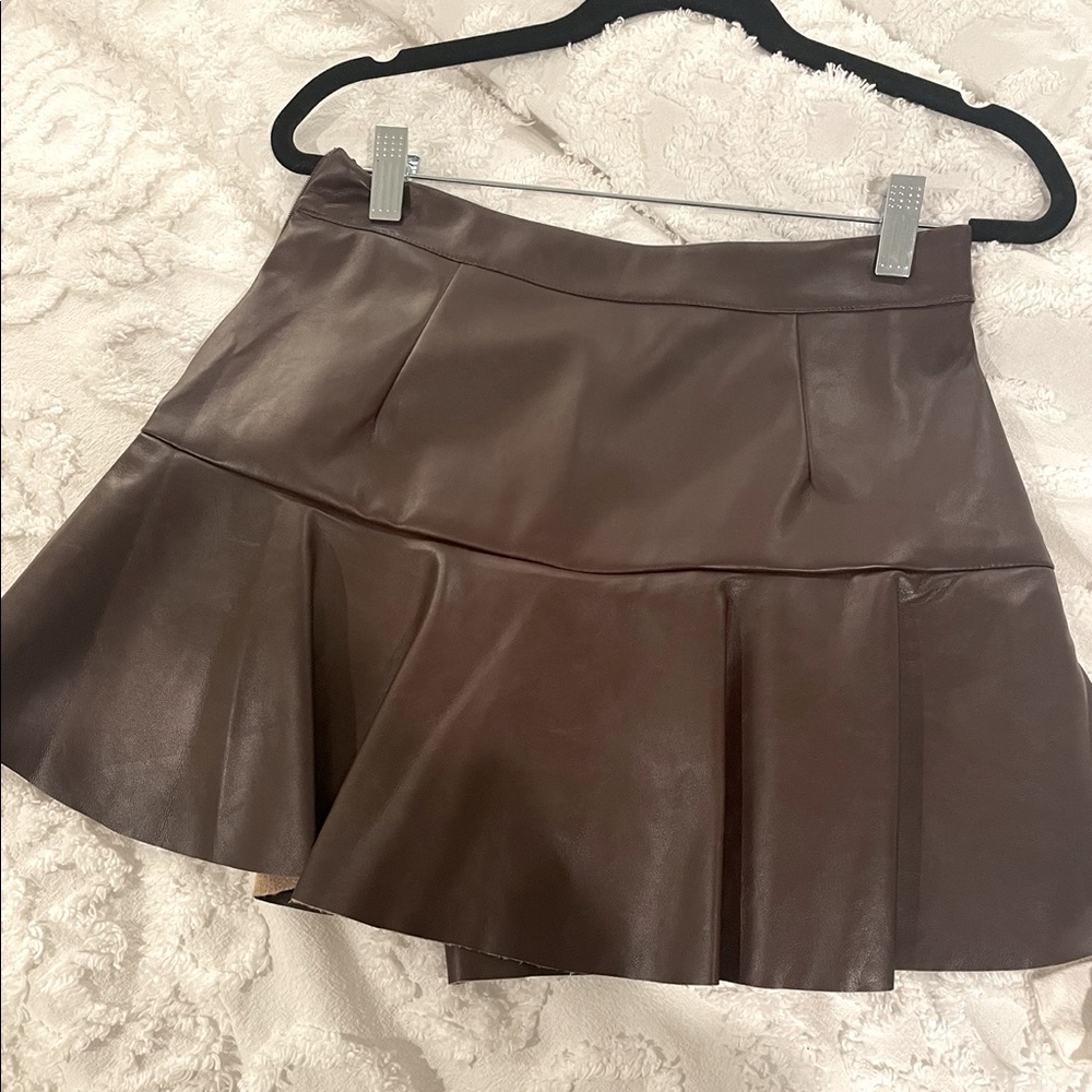 Brown leather skirt